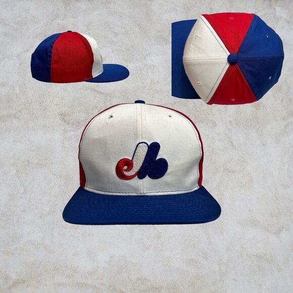 Vintage Montreal Expos Pinwheel Snapback Hat MLB Baseball Ted Fletcher Triple A - Picture 1 of 10